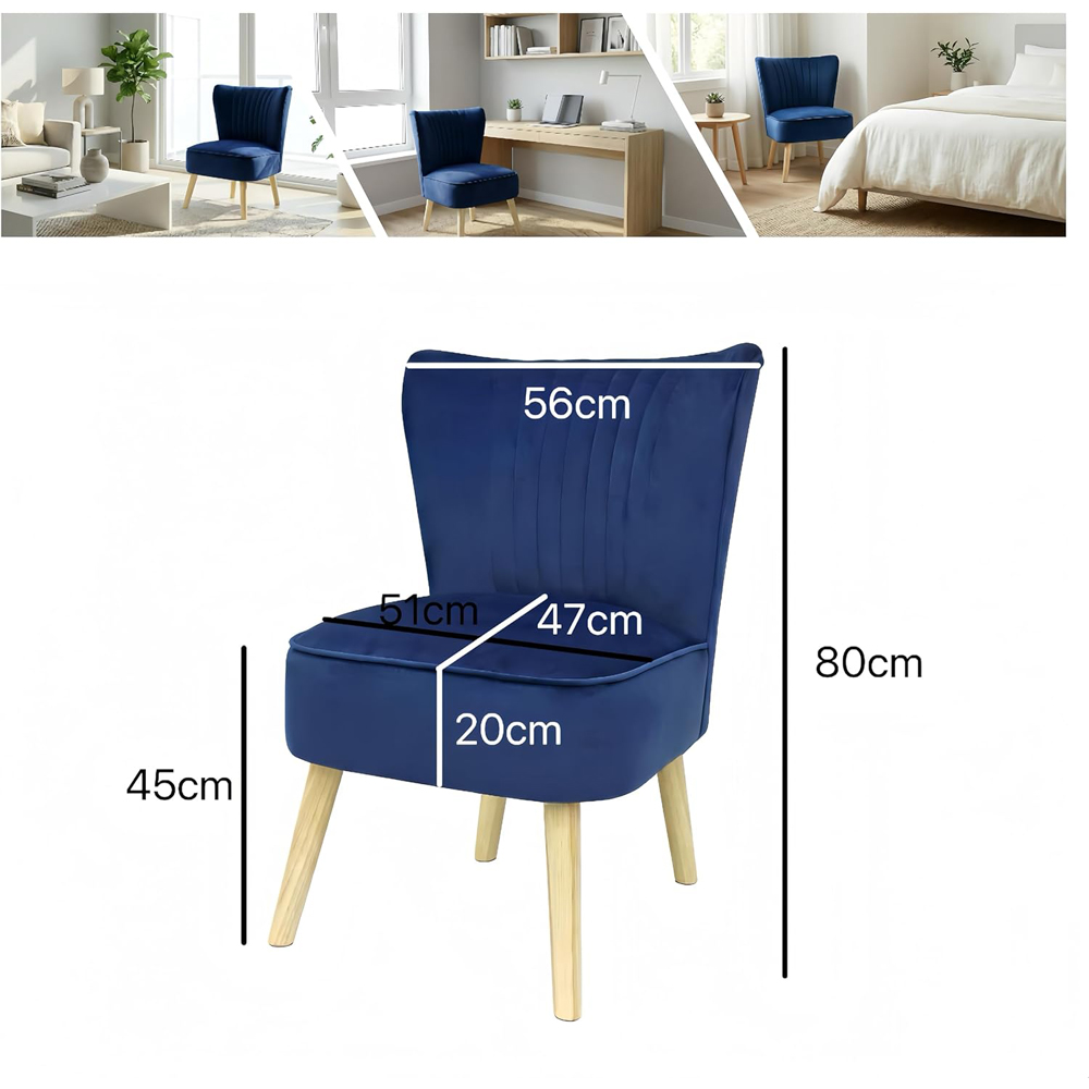 Alivio Blue Velvet Upholstered Modern Accent Chair Image 9