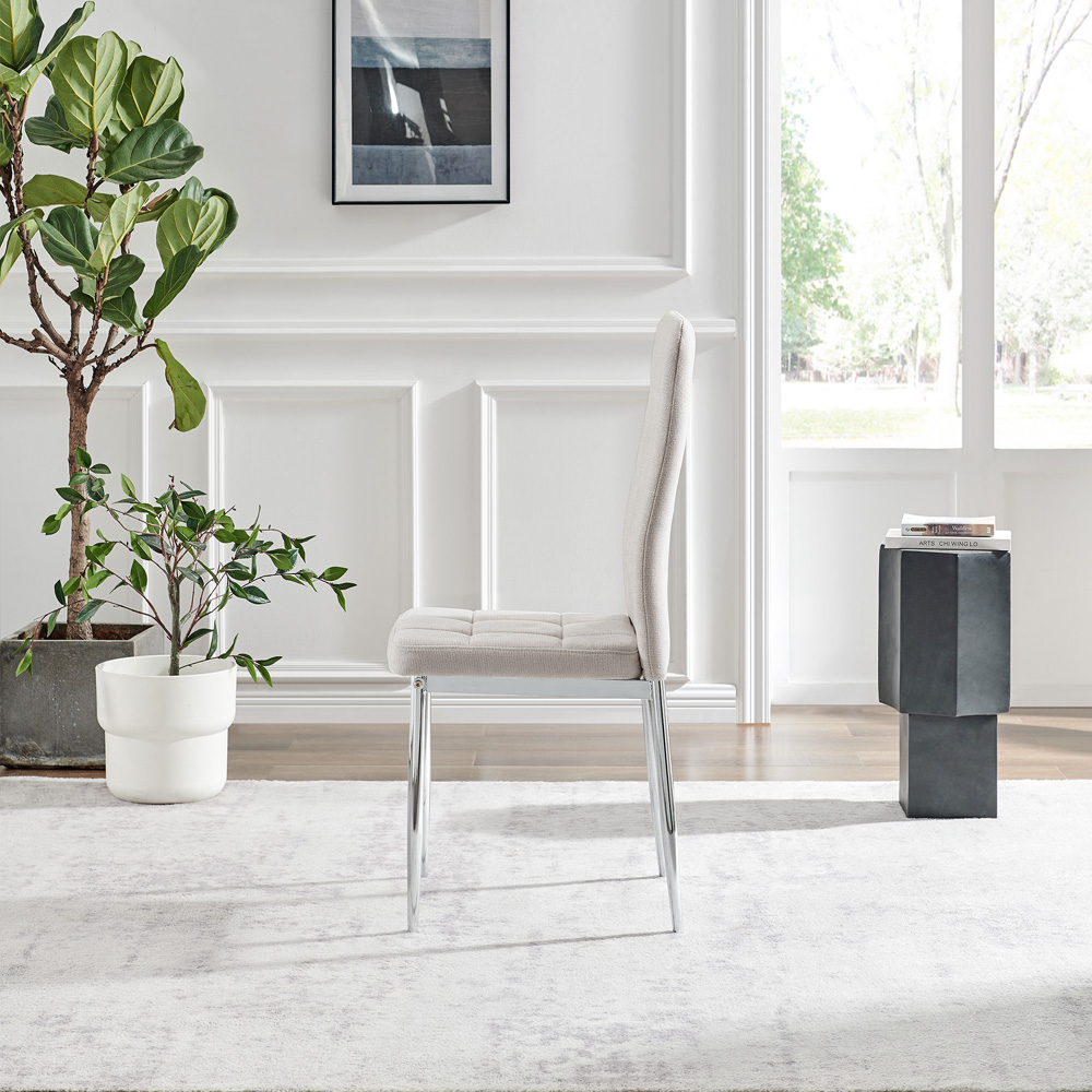 Furniturebox Valentina Set of 2 Cream and Silver Textured Weave Dining Chairs Image 8