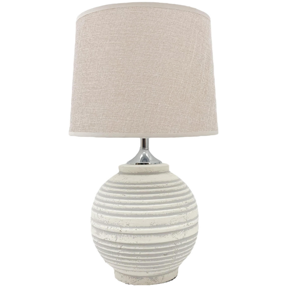 Acacia Home 44cm Cream Rustic Ceramic Table Lamp with Fabric Shade Image 1