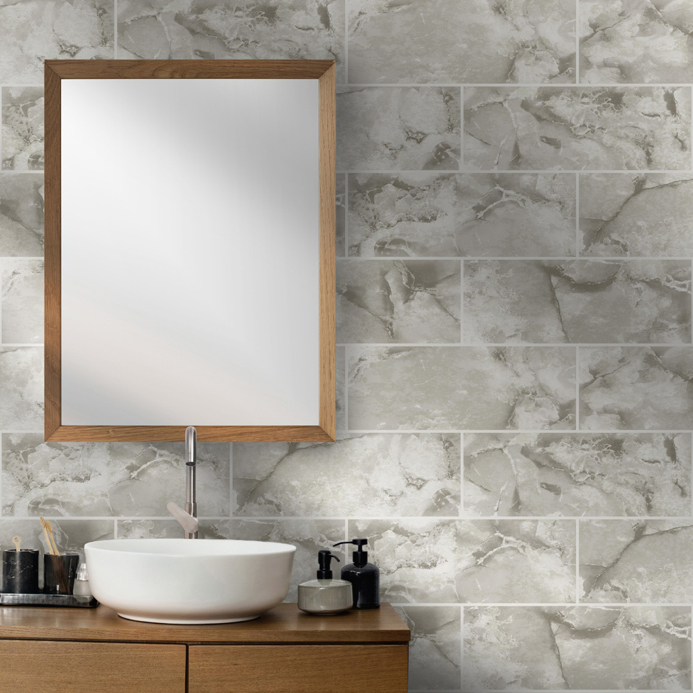 Holden Odeon Marble Tile Neutral Wallpaper Image 3