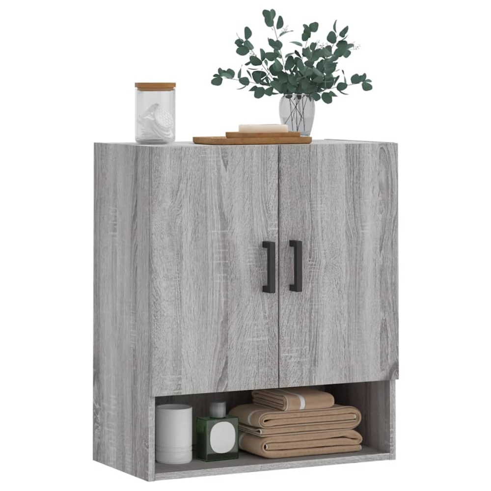 vidaXL 2 Door Single Shelf Grey Sonoma Wall Cabinet Image 3
