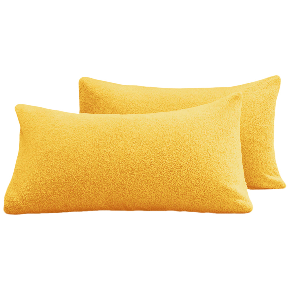 Velosso Ochre Teddy Fleece Pillowcase 2 Pack Image 1
