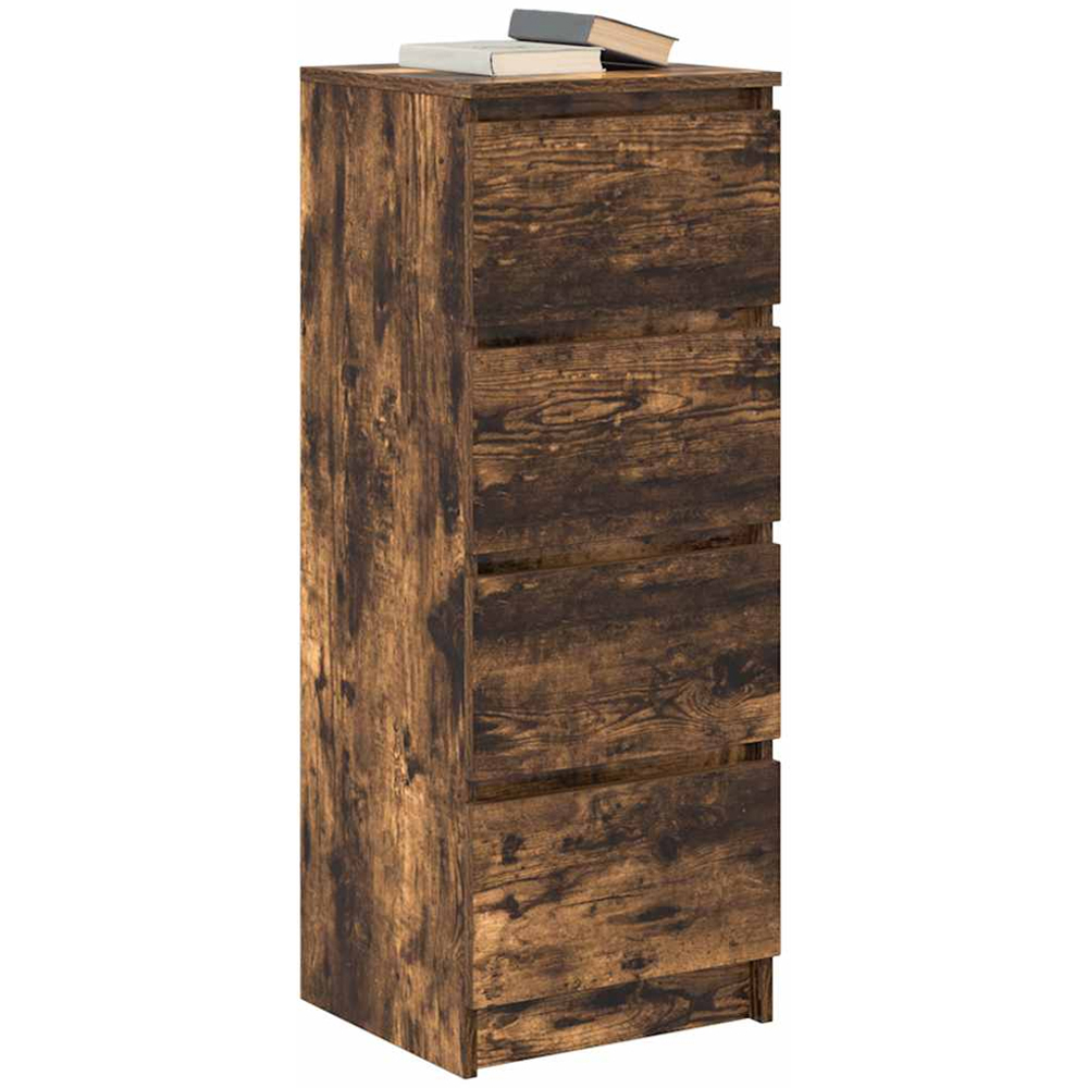 vidaXL 4 Drawer Smoked Oak Narrow Sideboard Image 4