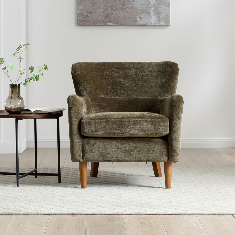Roberta Olive Chenille Wingback Armchair Image 9