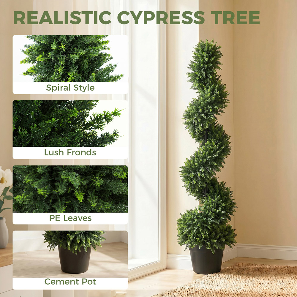 HOMCOM Artificial Spiral Cypress Trees in Pot with UV Protection 120cm 2 Pack Image 6