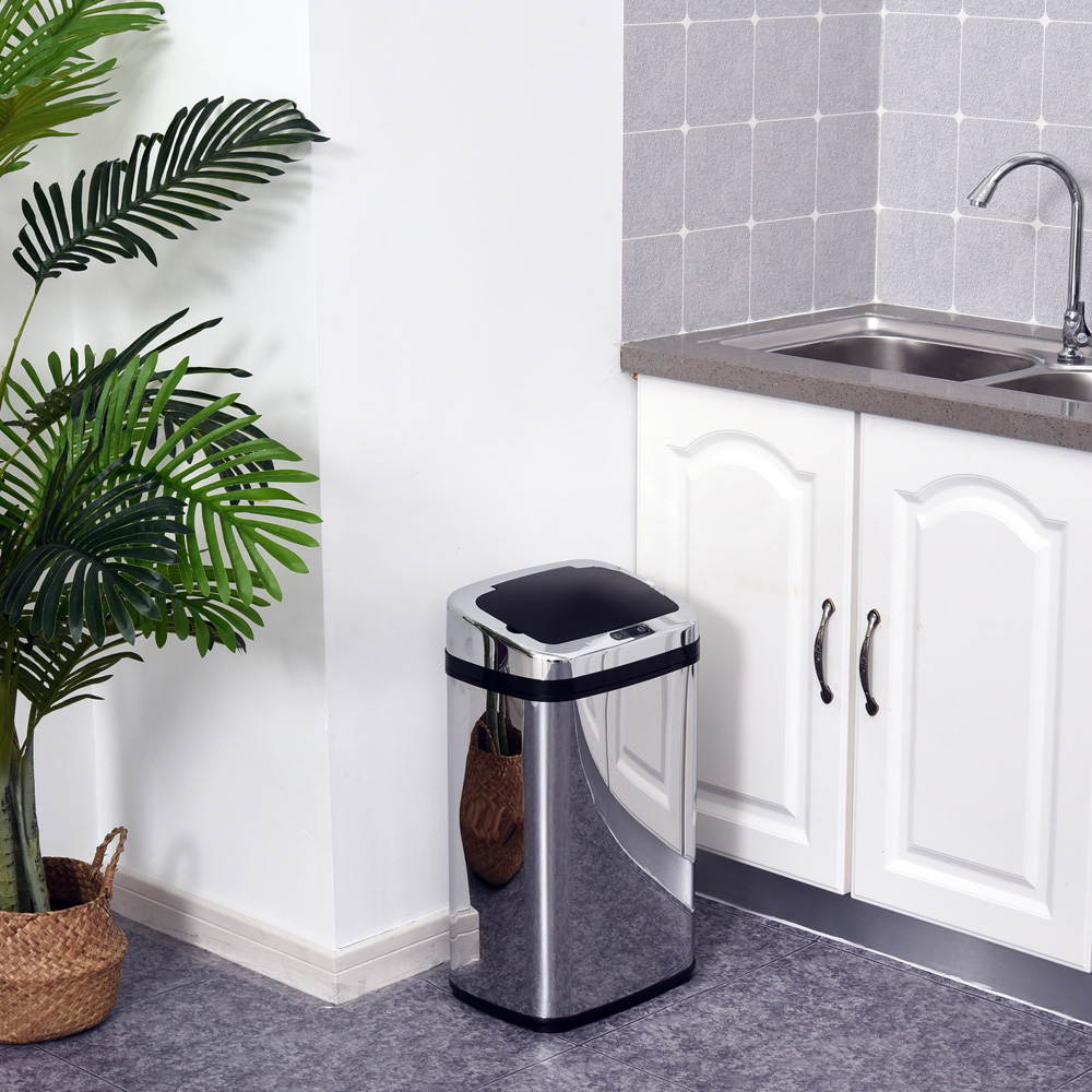 HOMCOM Silver Automatic Kitchen Bin with Lid and Infrared Motion Sensor 30L Image 2