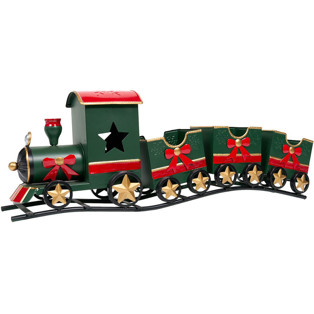 Traditional Metal Train Decoration Green Image 3