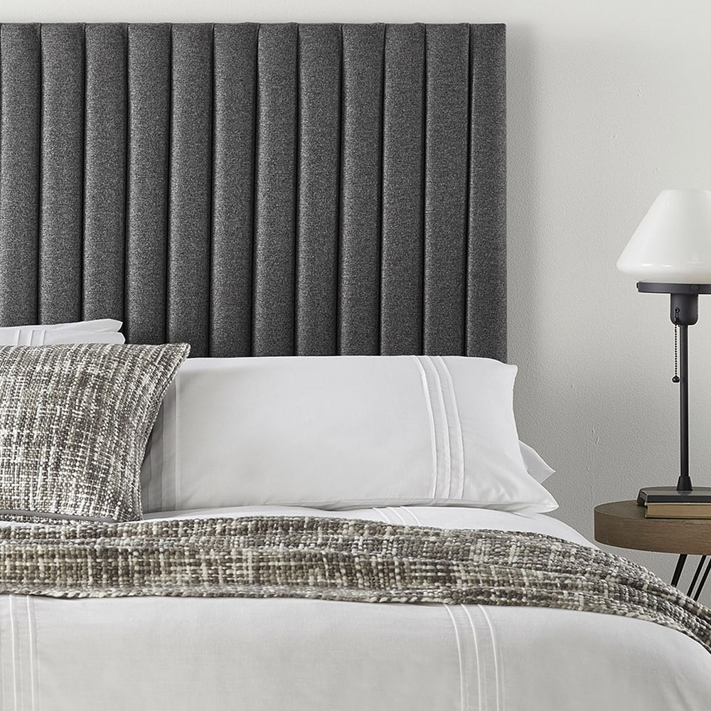 Aspire Furniture Catherine Lansfield Soho Small Double Charcoal Saxon Twill Headboard Image 3