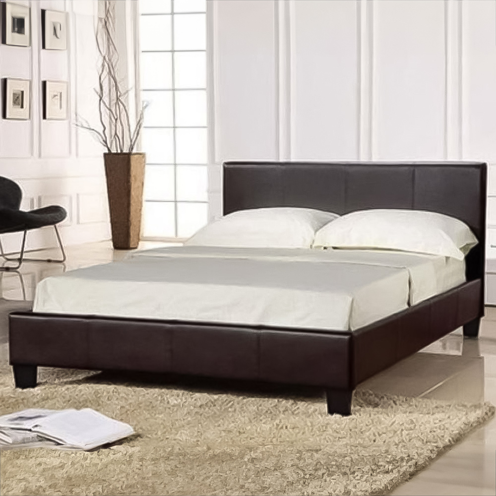 Brooklyn King Size Brown Faux Leather Gas Lift Bed Frame Image 1