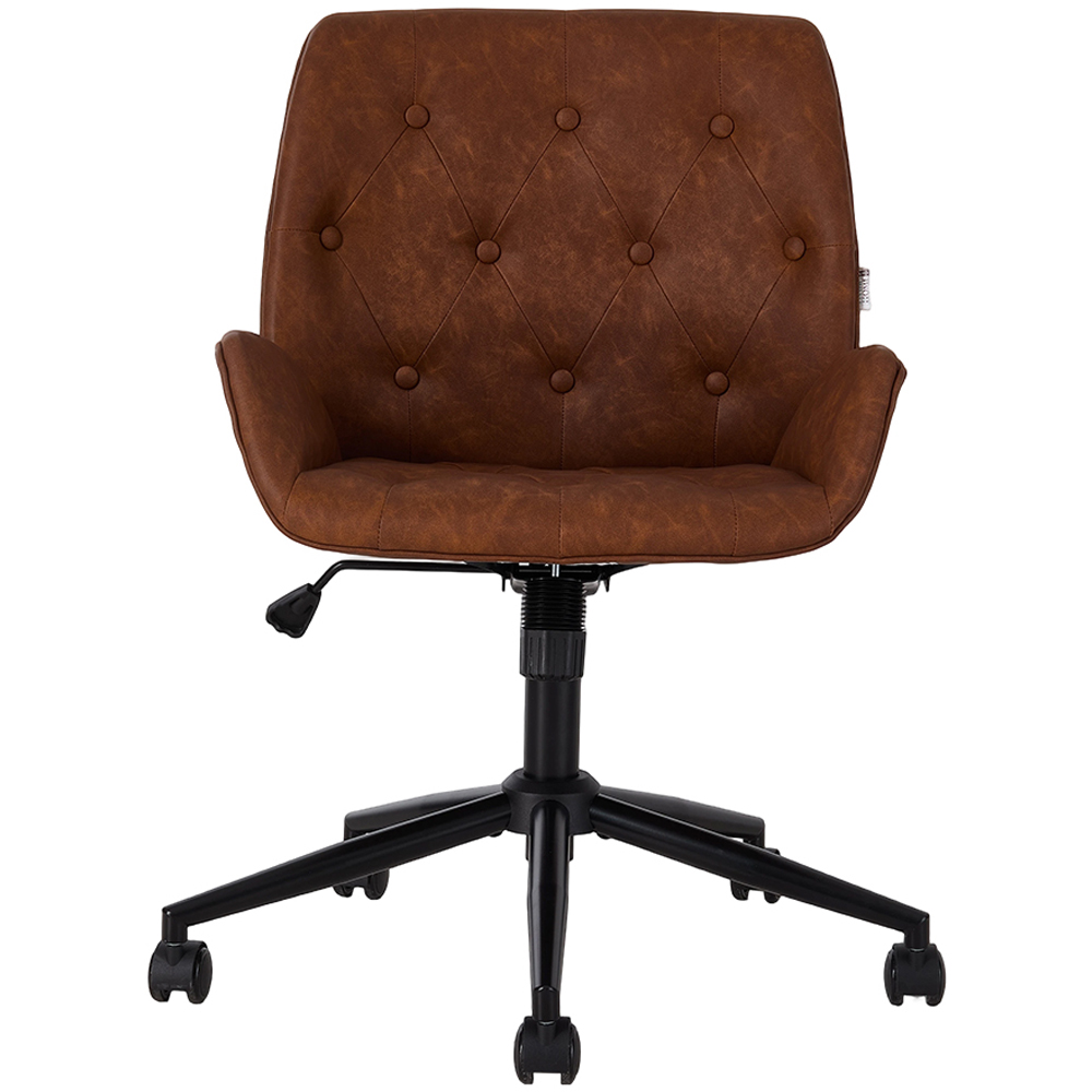 Living and Home Brown PU Leather Swivel and Adjustable Retro Office Chair Image 3