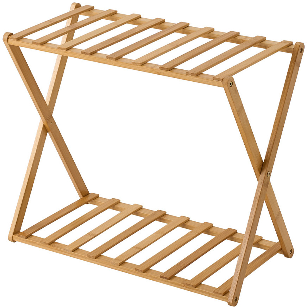 Living and Home 2 Shelf Bamboo Storage Shelf Image 1