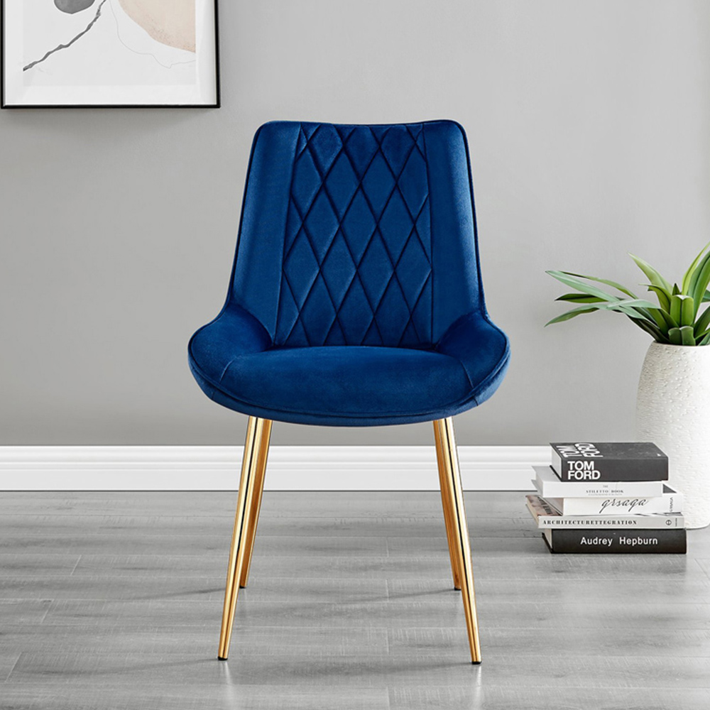 Furniturebox Molini Cesano 6 Seater Dining Set White Gloss Navy and Chrome Image 3