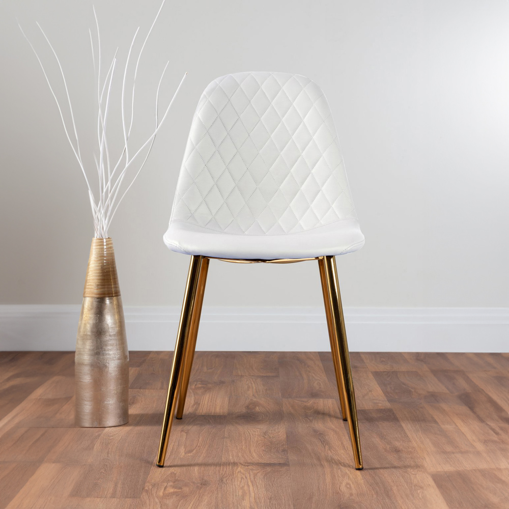 Furniturebox Arona Solara 4 Seater Round Dining Set Gold and White Image 3