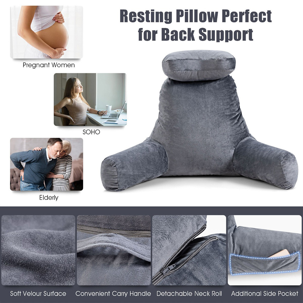 Costway Grey Memory Foam Back Support Cushion Image 7