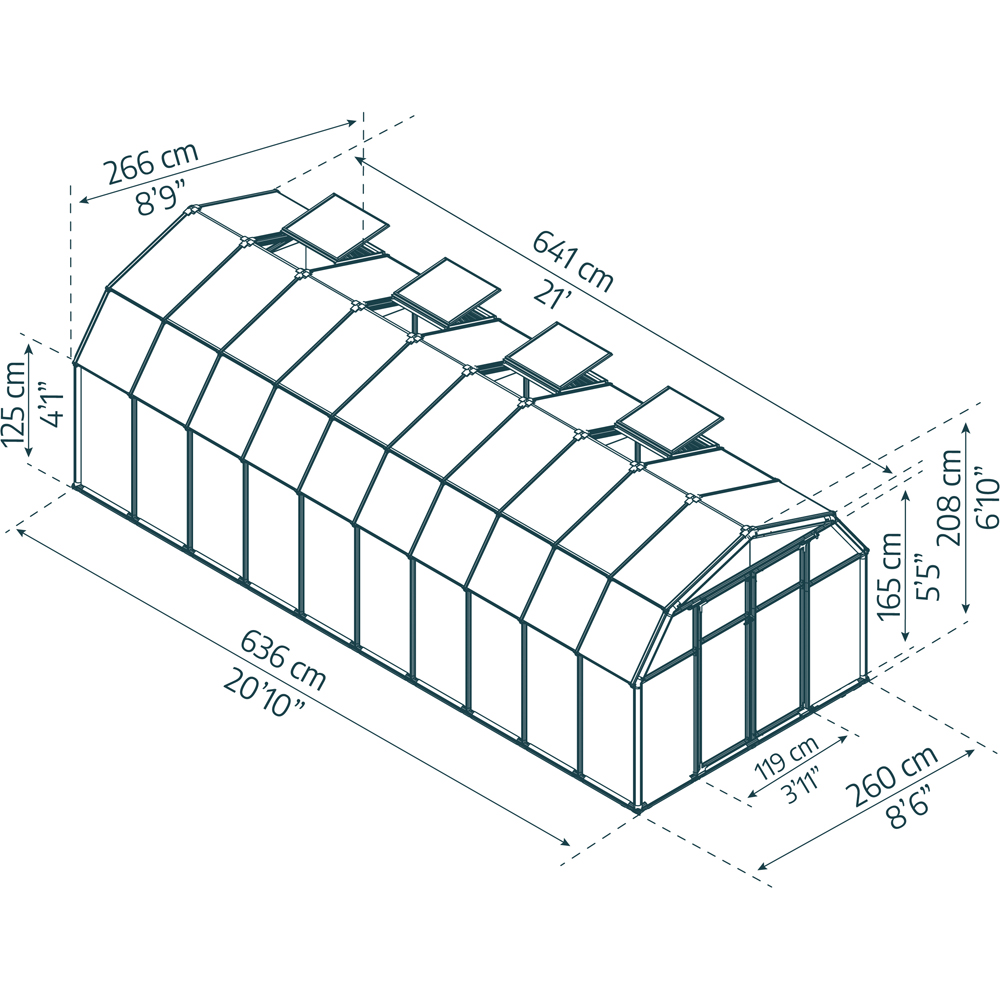 Palram Canopia Hobby Gardener 8 x 20ft Greenhouse Image 5