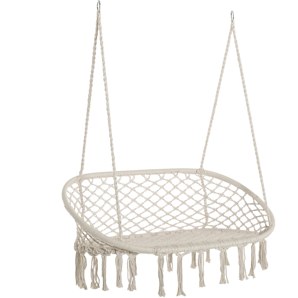 Outsunny 2 Seater Rope Hanging Hammock Chair with Metal Frame Image 2