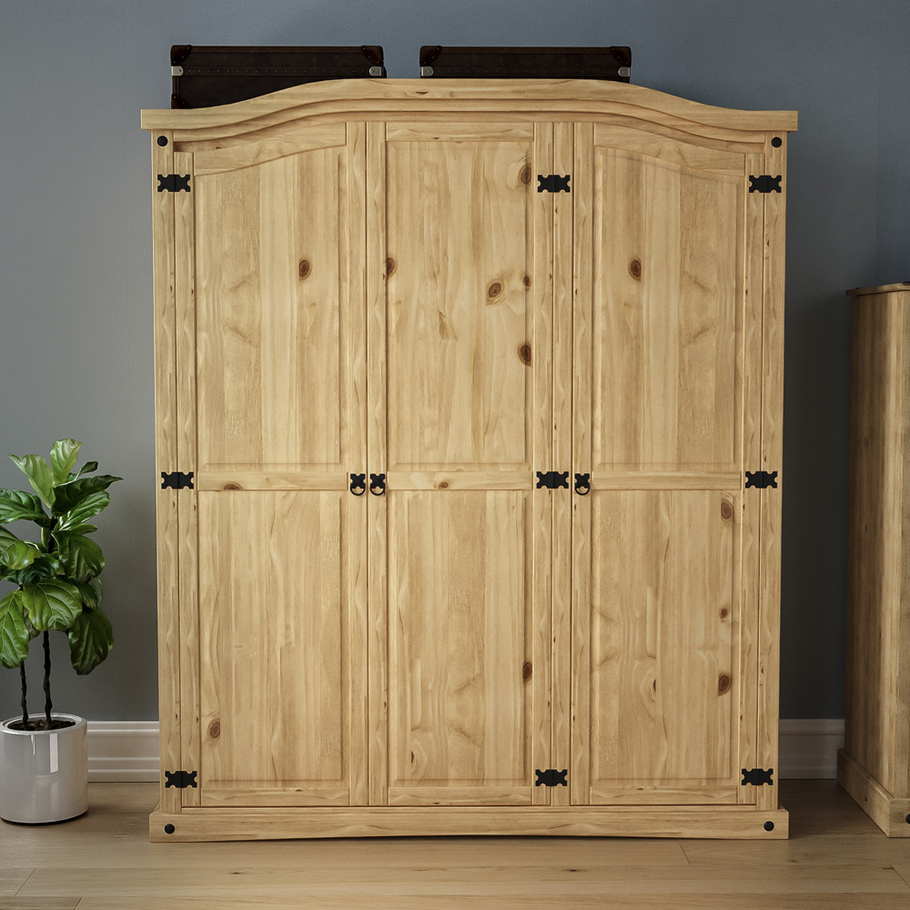 Vida Designs Corona 3 Door Natural Wardrobe Image 6