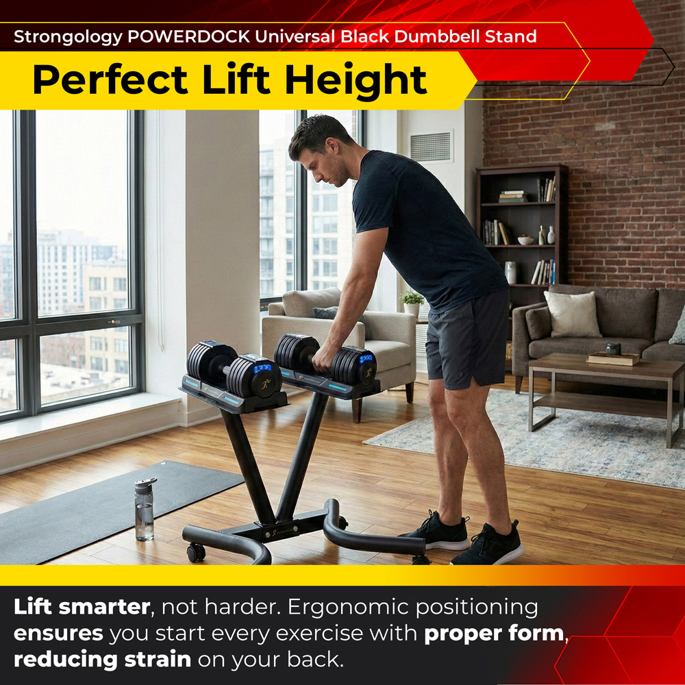 Strongology Universal Steel Adjustable Dumbbell Floor Stand Image 2