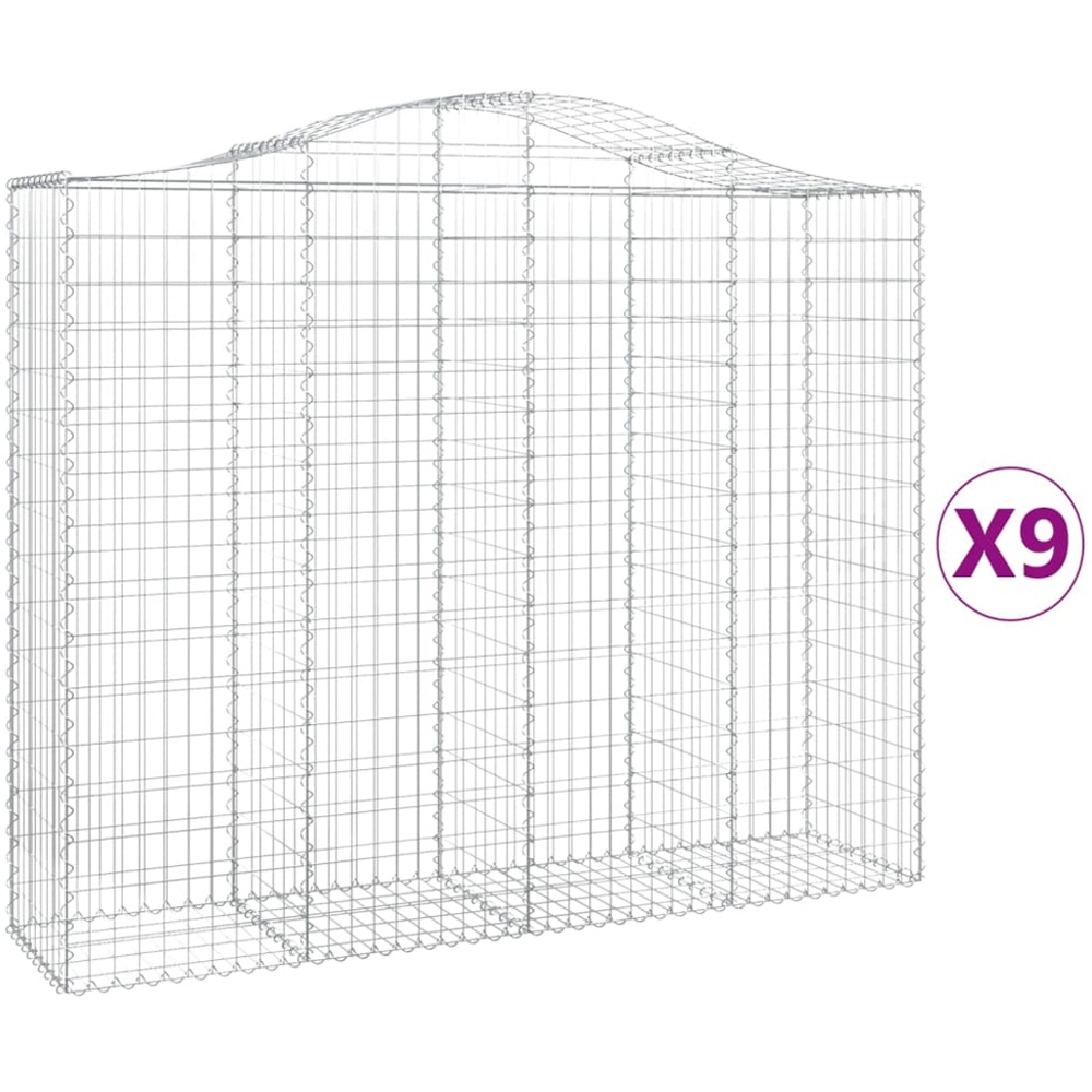 vidaXL Silver Galvanised Iron Arched Gabion Basket 200 x 50 x 160/180cm 9 Pack Image 4