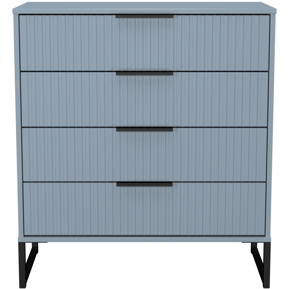 Crowndale Fluted 4 Drawer Denim Blue Chest of Drawers Ready Assembled Image 2