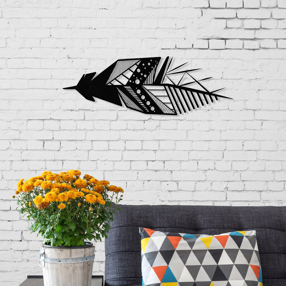 Decortie Black Minimalist Metal Modern Feather Wall Art Image 2