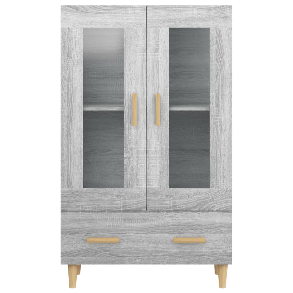 vidaXL 2 Glass Door Single Drawer Grey Sonoma Highboard Image 5