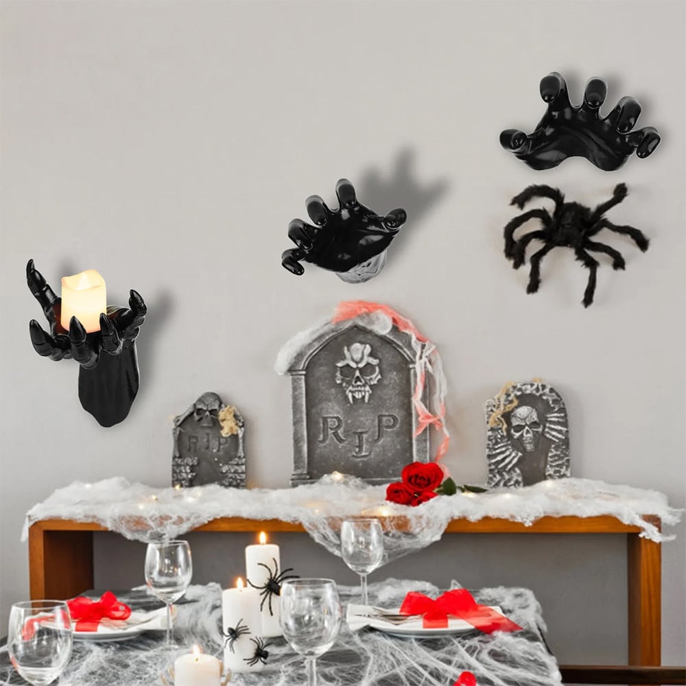 Living and Home Black Wall Mounted Grasping Hands with LED Lights Halloween Decoration 3 Piece Image 6