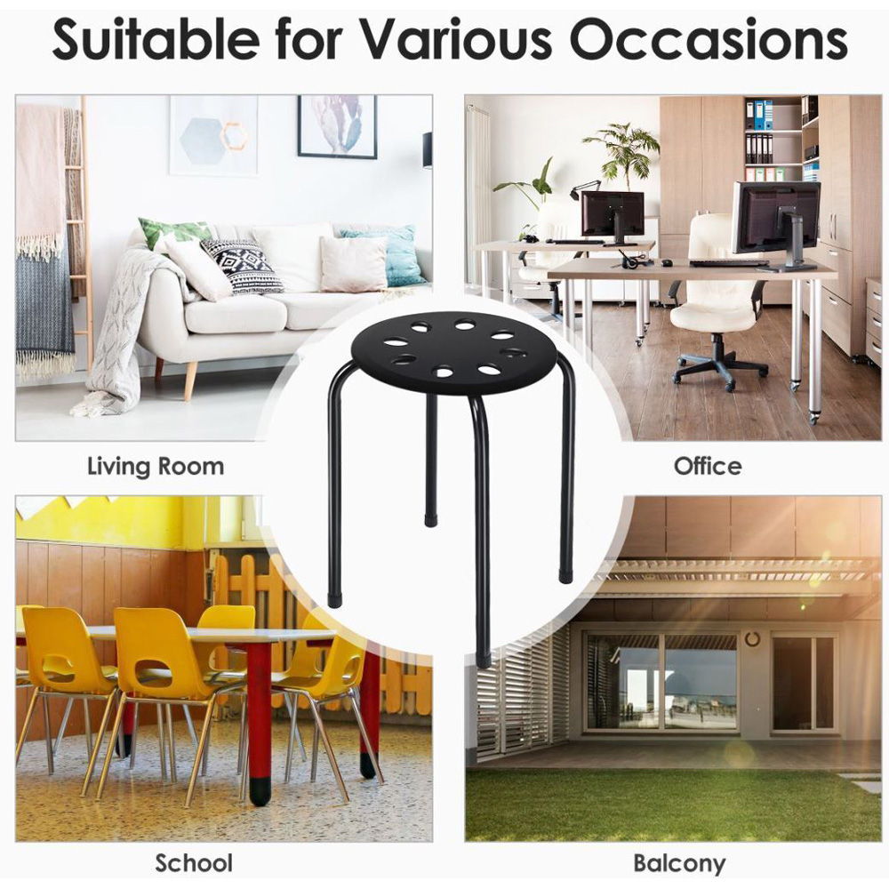 Costway Set of 6 Black Stackable Dining Chairs Image 6