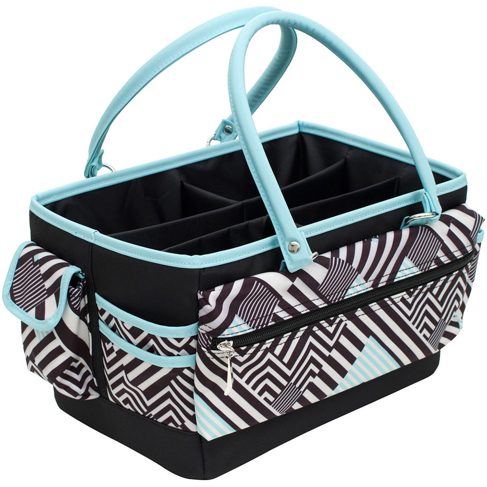 Everything Mary EVM9152-22 Teal Geometric Stripe Deluxe Tote Organiser 15.2 x 7.3 x 17.7cm Image 2