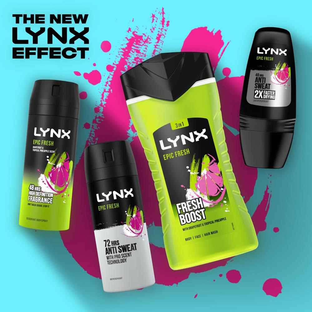 Lynx Epic Fresh Grapefruit and Tropical Pineapple Shower Gel 225ml 12 Pack Image 6