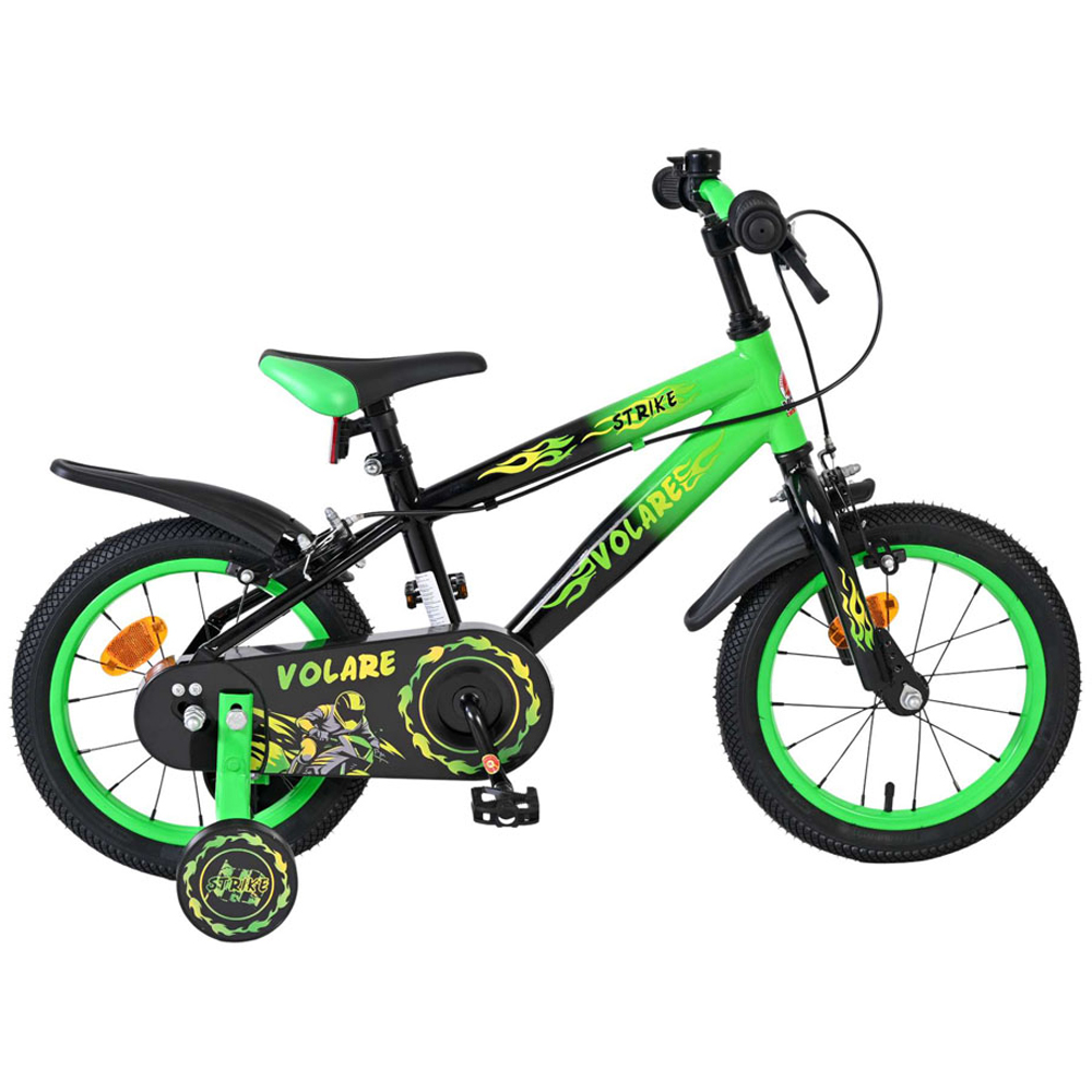 Volare Strike Kids 14 inch Green and Black Bike with Stabilisers Image 6