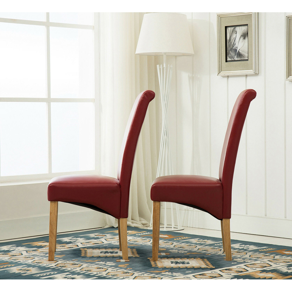 Set of 2 Red Faux Leather High Back Dining Chair Image 4