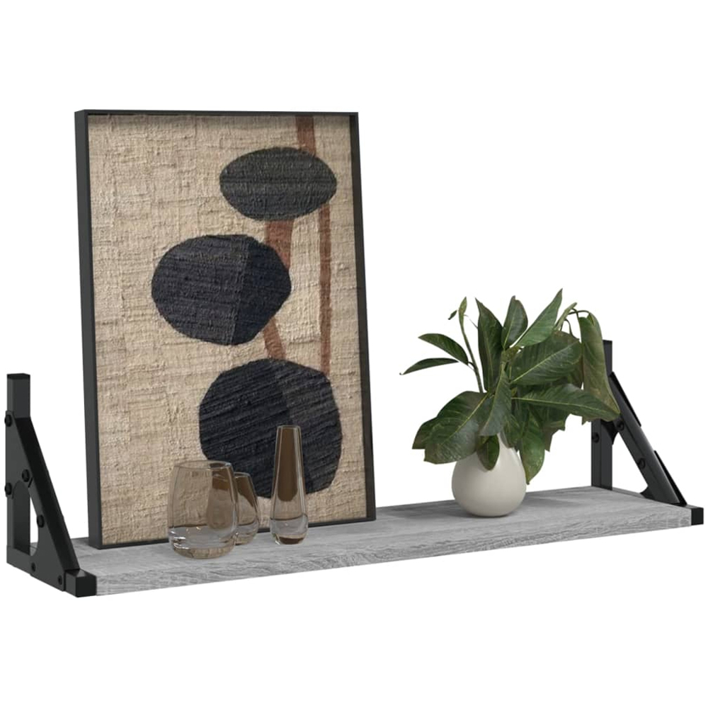 vidaXL 60cm Set of 2 Grey Sonoma Floating Wall Shelf Image 2