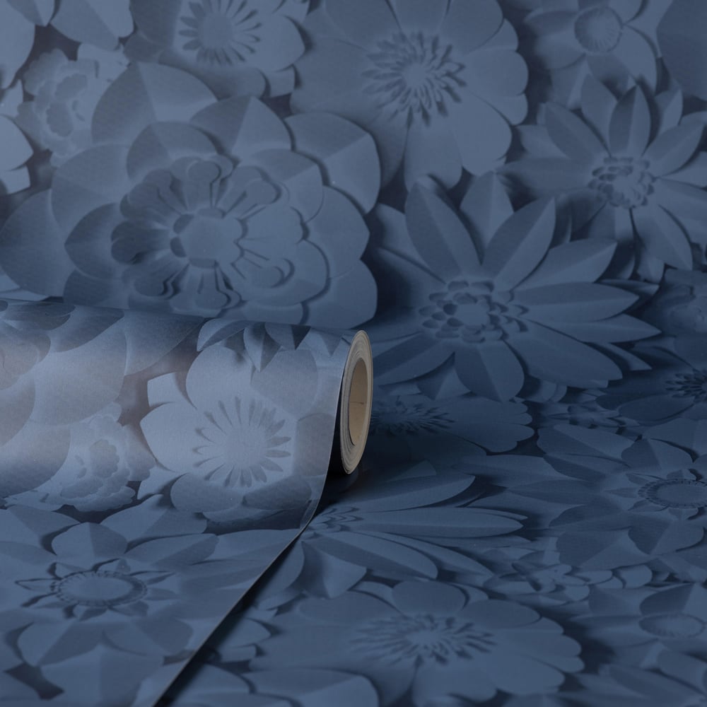 Fine Decor Dimensions Floral Blue Wallpaper Image 2