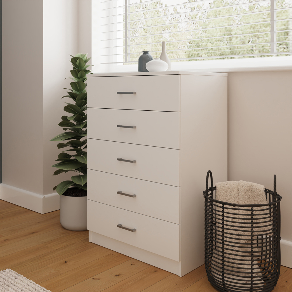 GFW Bailey 5 Drawer White Chest of Drawers Image 7