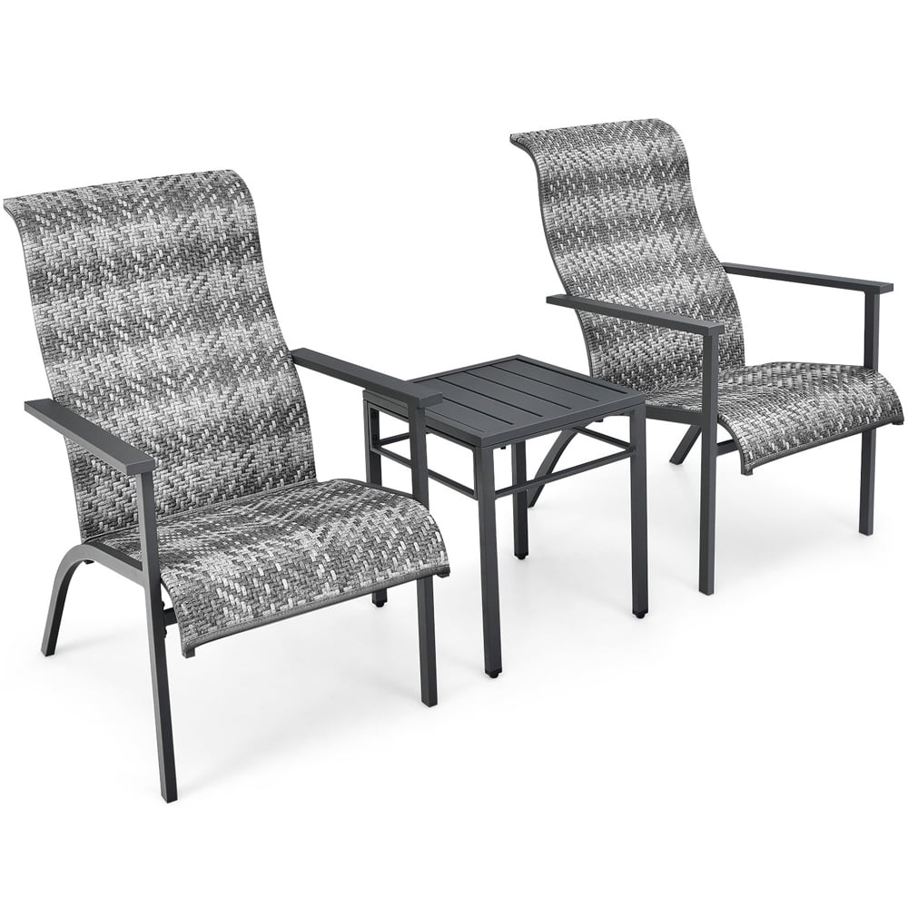 Costway 2 Seater Grey Bistro Furniture Set Image 2