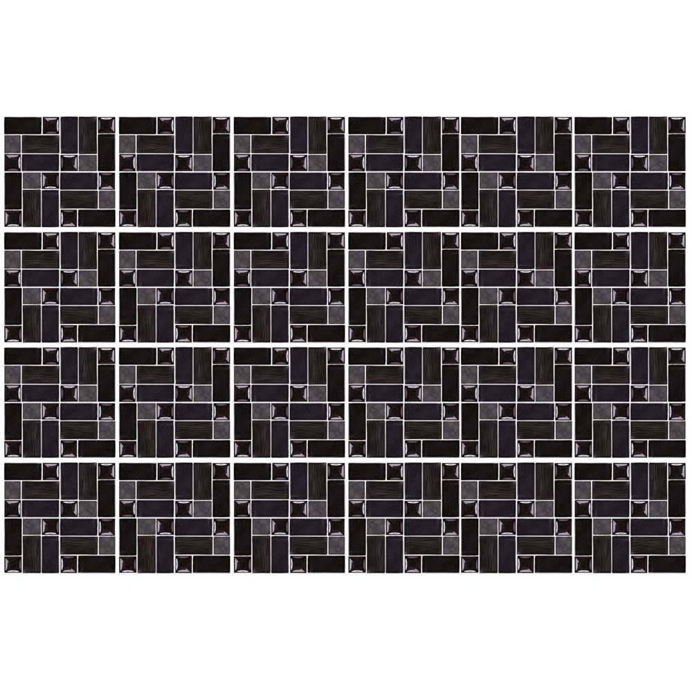Walplus Glossy Black Porcelain Mosaic Tile Sticker 24 Pack Image 2