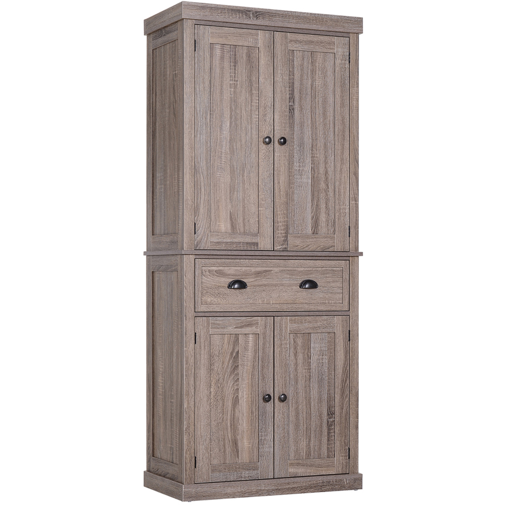 Portland 4 Door Single Drawer Dark Wood Grain Kitchen Cabinet Image 2