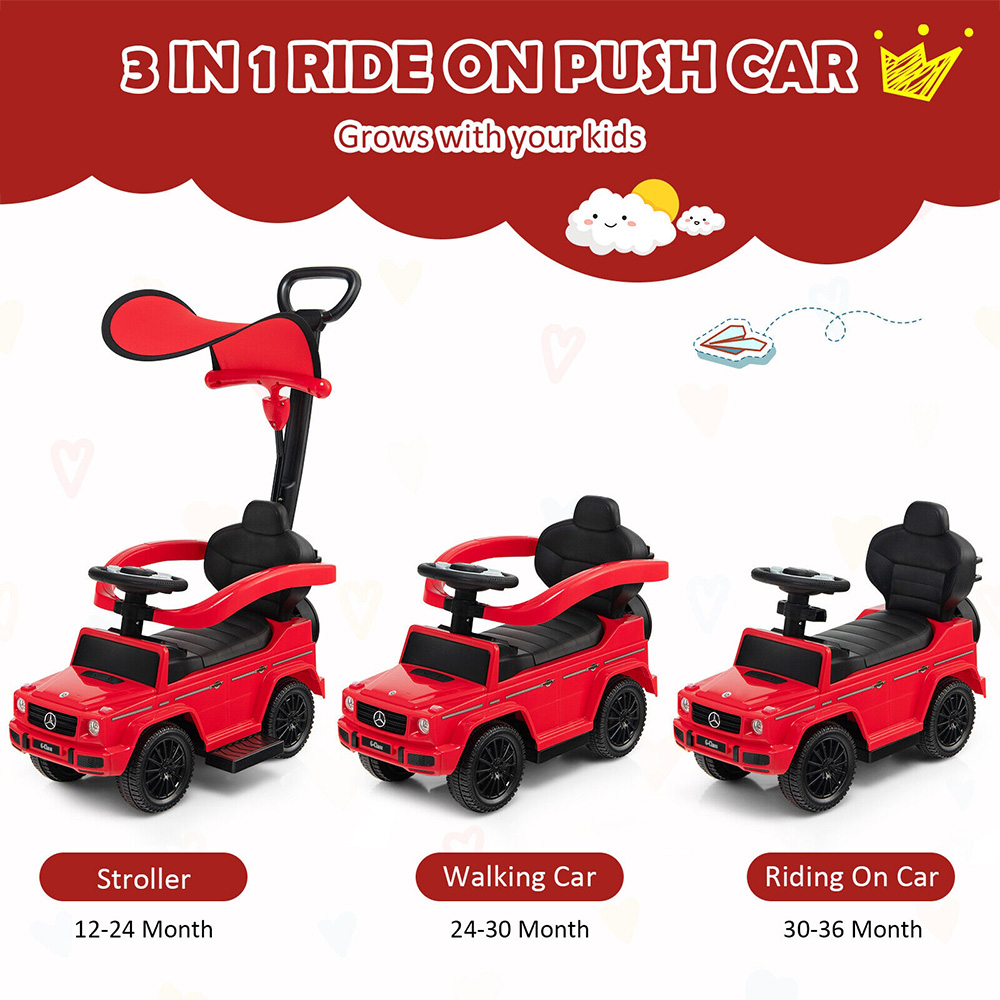 Costway 3 in 1 Red Kids Ride On Push Car Image 3