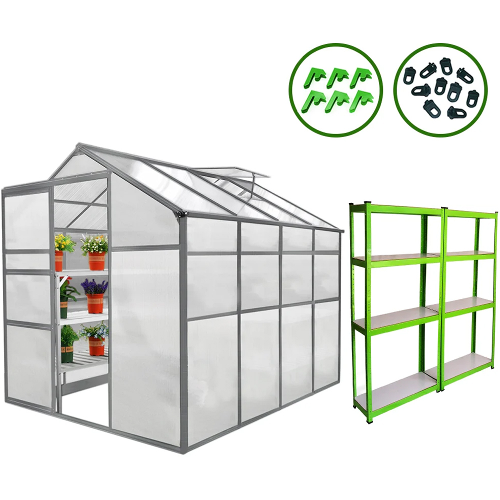 MonsterShop 6 x 8ft Greenhouse and 2 Racks Image 7
