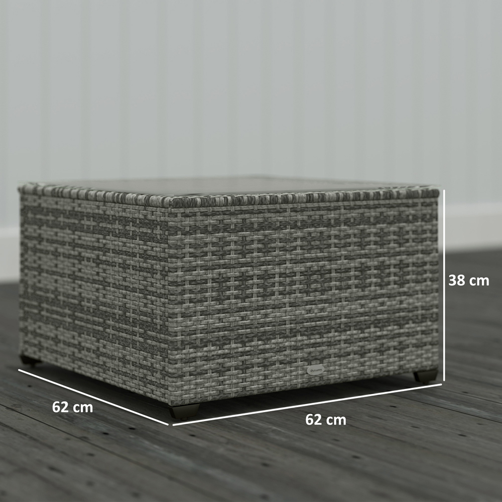 Outsunny Light Grey Rattan Outdoor Coffee Table Image 8