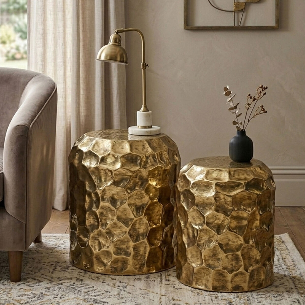 Premier Housewares Handcrafted Vintage Stool Set of 2 Image 3