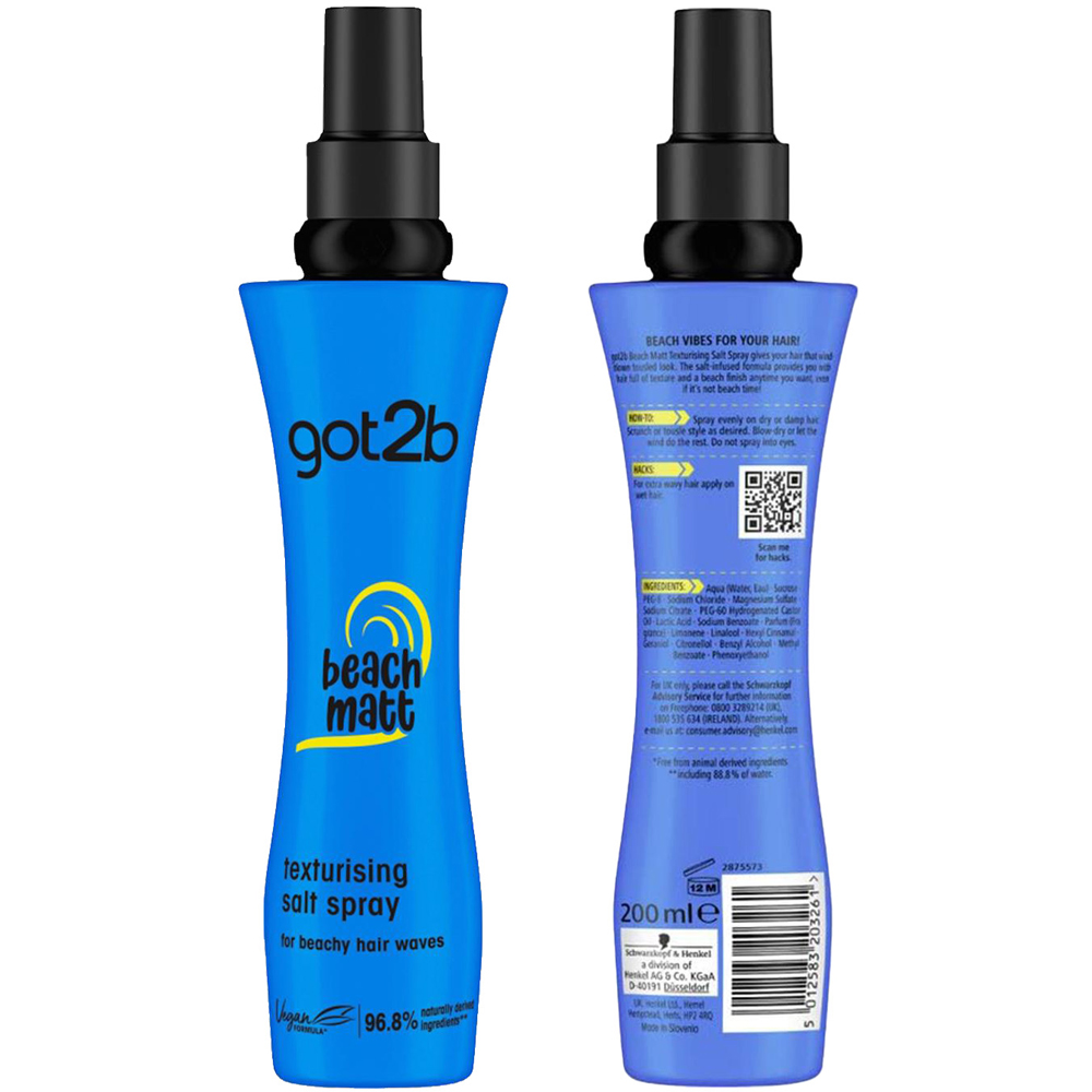 Schwarzkopf got2b Beach Matt Textured Mermaid Matte Finish Salt Spray 200ml 3 Pack Image 3