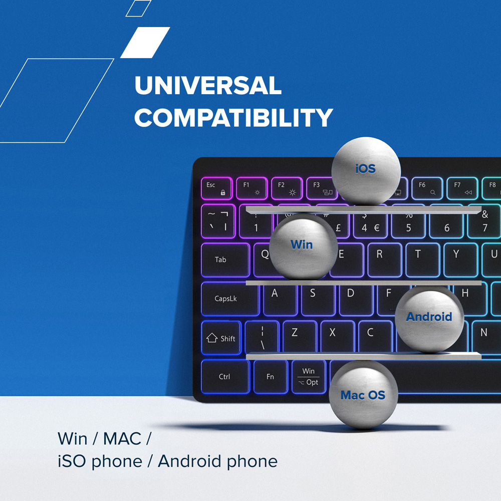 Canyon HKB-W11 White Rechargeable RGB Backlight Dual Mode Wireless Keyboard Image 7