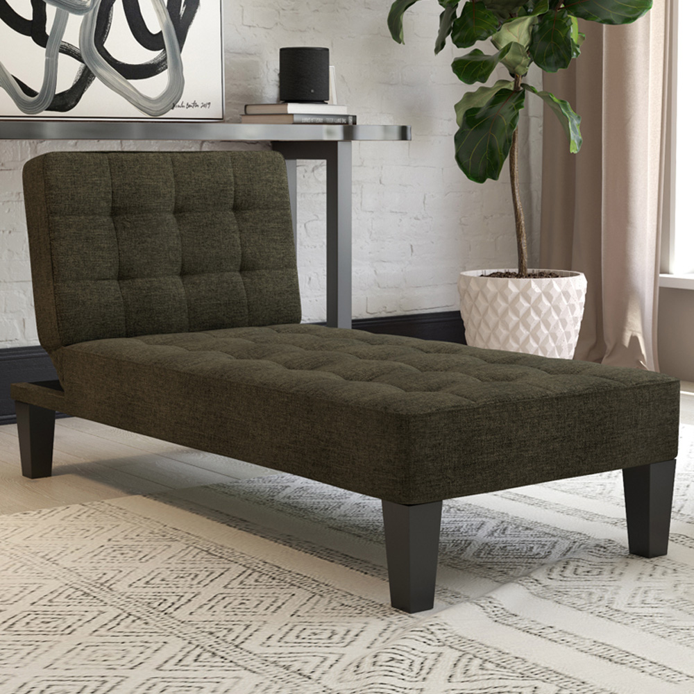 Dorel Adalynn Grey Linen Chaise Lounger Image 1