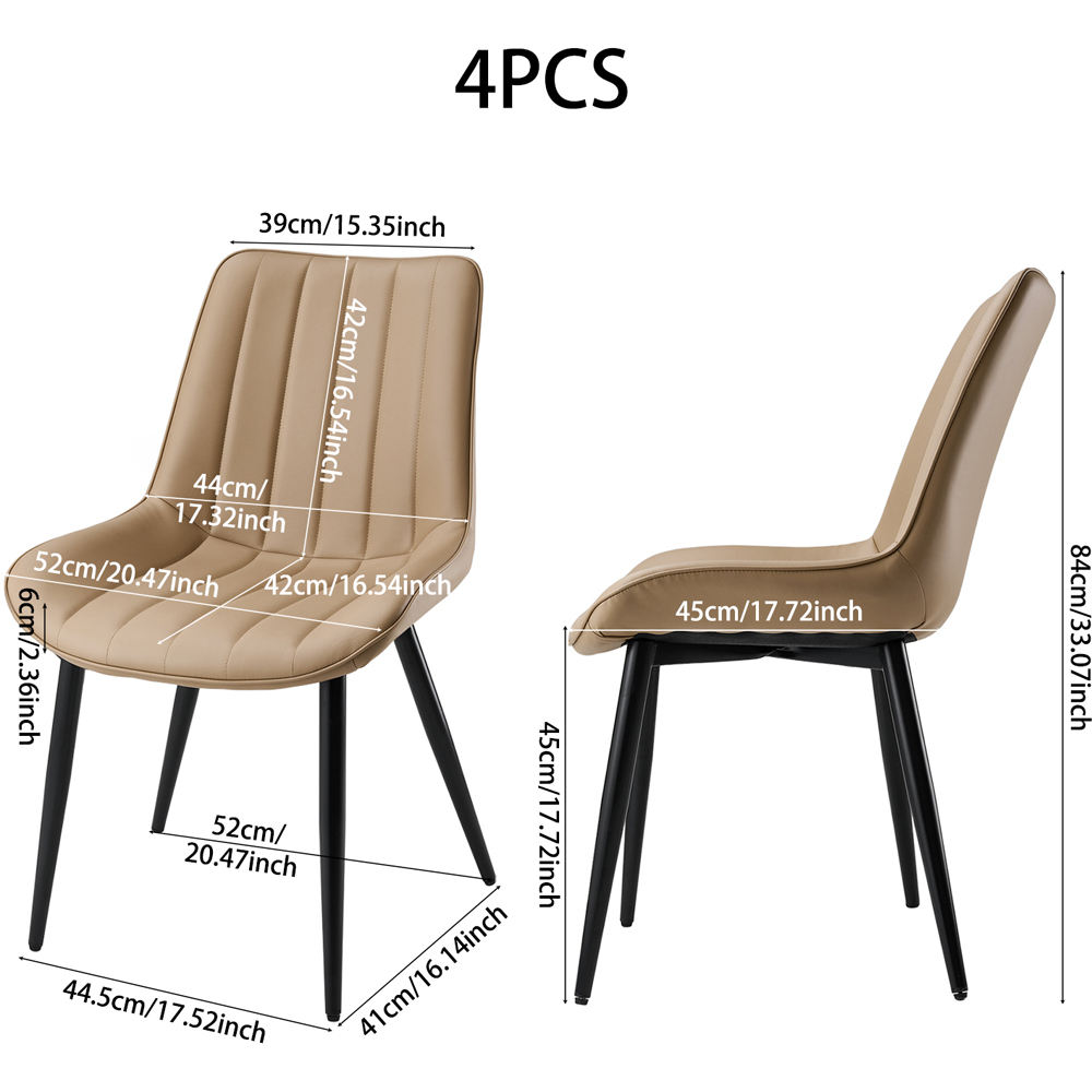 Living and Home Set of 4 Taupe Brown PU Leather Dining Chair Image 8