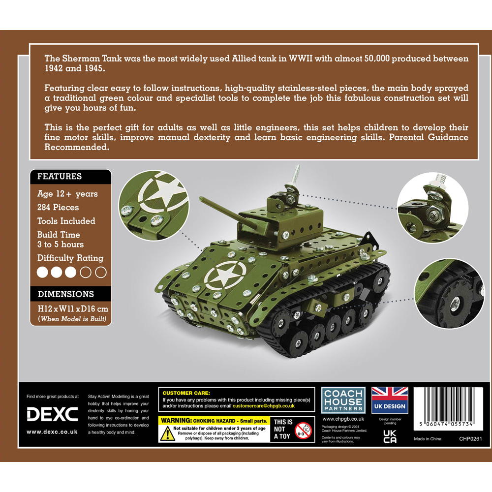 Metal Sherman Tank 284 Piece Construction Set Image 3