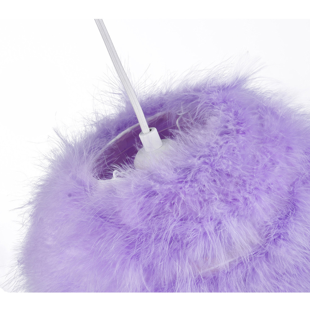 Happy Homewares Soft Lilac Feather Decorated Pendant Shade Small Image 3