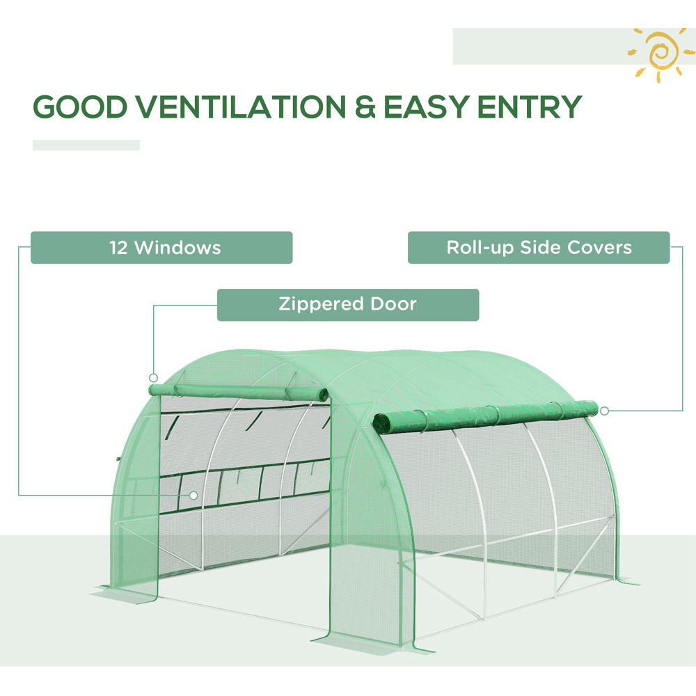 Outsunny Green Plastic 10 x 10ft Polytunnel Greenhouse Image 6