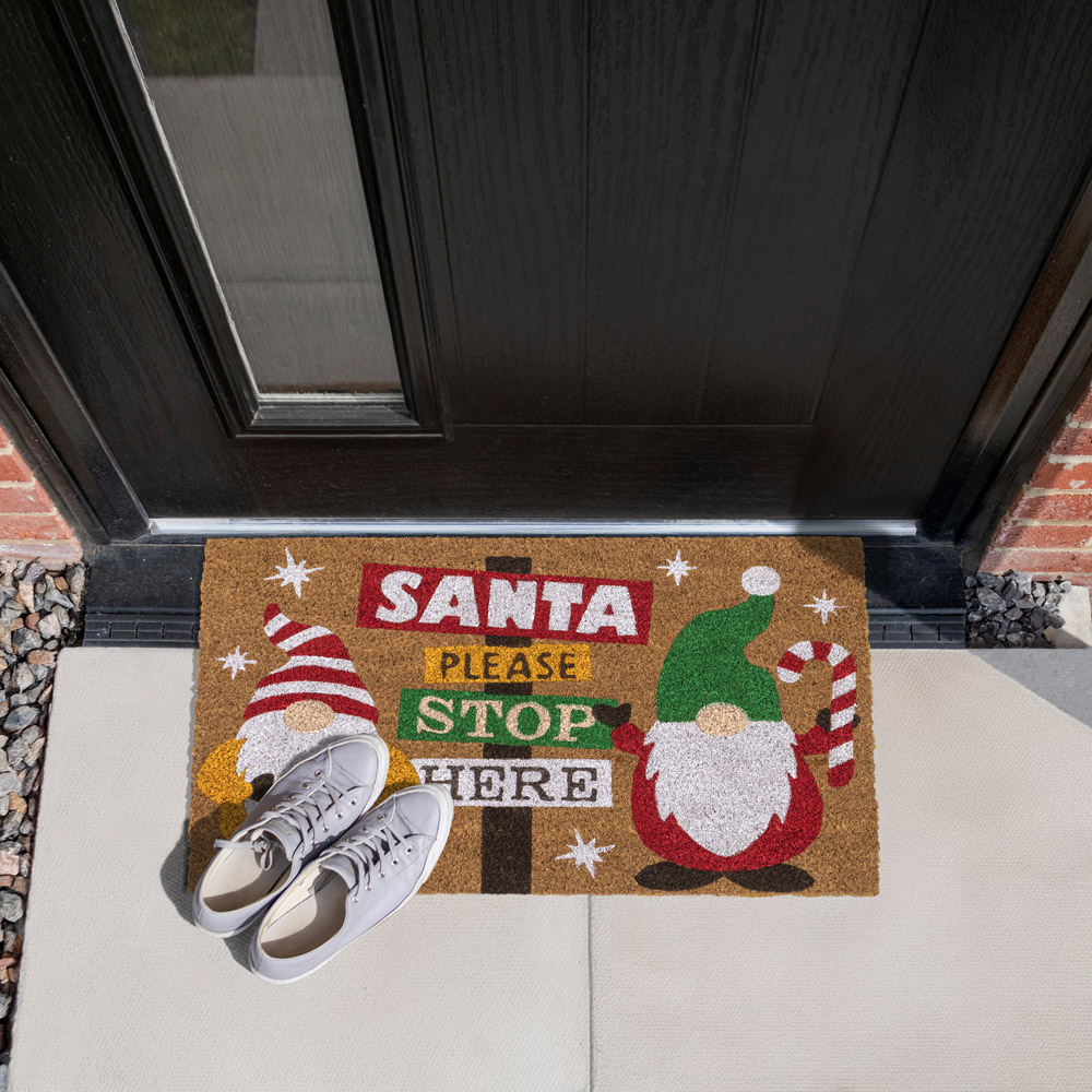 JVL Christmas Santa Stop Here Coir Non Slip Entrance Doormat 40 x 58cm Image 2